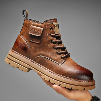 2024 Martin Boots bărbați cizme înalte în stil britanic cizme înalte pentru bărbați pantofi de lucru negri din piele cizme de motocicletă vintage cu căptușeală din fleece