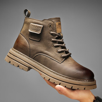 2024 Martin Boots bărbați cizme înalte în stil britanic cizme înalte pentru bărbați pantofi de lucru negri din piele cizme de motocicletă vintage cu căptușeală din fleece
