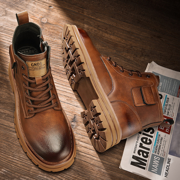 2024 Martin Boots bărbați cizme înalte în stil britanic cizme înalte pentru bărbați pantofi de lucru negri din piele cizme de motocicletă vintage cu căptușeală din fleece