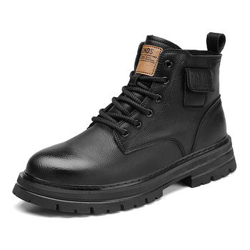 2024 Martin Boots bărbați cizme înalte în stil britanic cizme înalte pentru bărbați pantofi de lucru negri din piele cizme de motocicletă vintage cu căptușeală din fleece