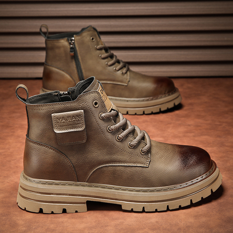 2024 Martin Boots bărbați cizme înalte în stil britanic cizme înalte pentru bărbați pantofi de lucru negri din piele cizme de motocicletă vintage cu căptușeală din fleece