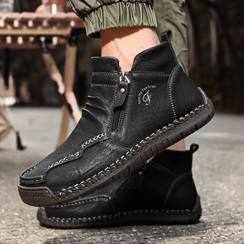 Crossborder Explosions nahksaapad meestele sügis- ja talvesaapad, uued pluss-suuruses kõrge säärega poolsaapad, fliisvoodriga soojad lumesaapad, Briti stiilis Martini saapad