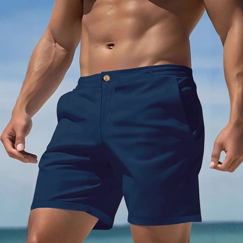 Férfi öltönynadrág, jóképű, fiatal férfi rövidnadrág, nyári, hétköznapi, sport, egyszínű, amerikai retró, ötpontos nadrág