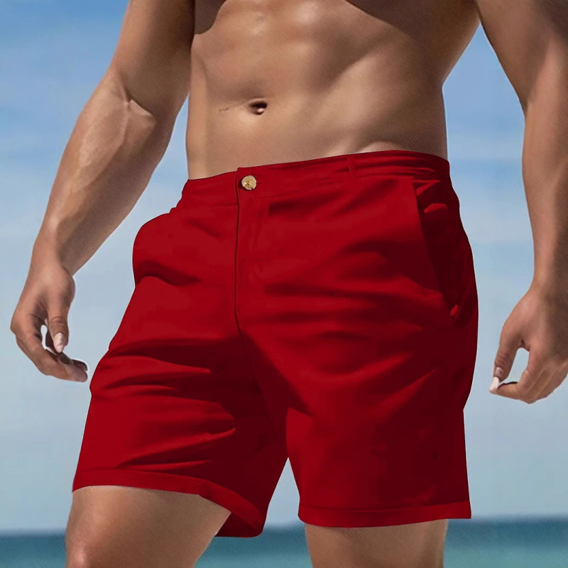 Férfi öltönynadrág, jóképű, fiatal férfi rövidnadrág, nyári, hétköznapi, sport, egyszínű, amerikai retró, ötpontos nadrág