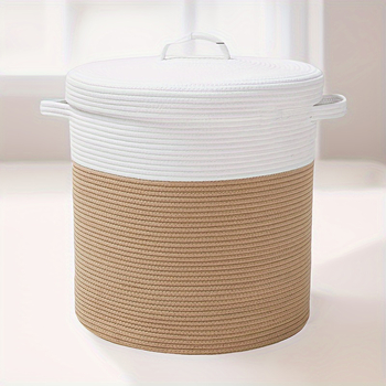 Euroopa stiilis puuvillast köiest määrdunud riiete korv kaanega, eriti suur majapidamises kasutatav määrdunud riiete korv, beebimänguasjade hoiukorv, kootud hoiukorv