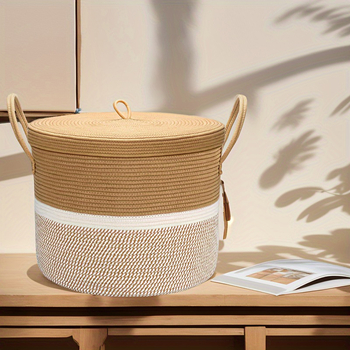 Euroopa stiilis puuvillast köiest määrdunud riiete korv kaanega, eriti suur majapidamises kasutatav määrdunud riiete korv, beebimänguasjade hoiukorv, kootud hoiukorv