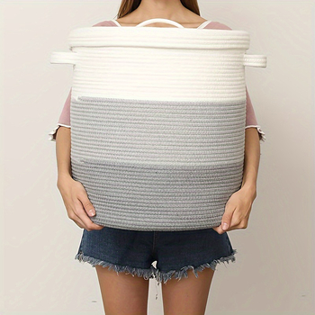 Euroopa stiilis puuvillast köiest määrdunud riiete korv kaanega, eriti suur majapidamises kasutatav määrdunud riiete korv, beebimänguasjade hoiukorv, kootud hoiukorv