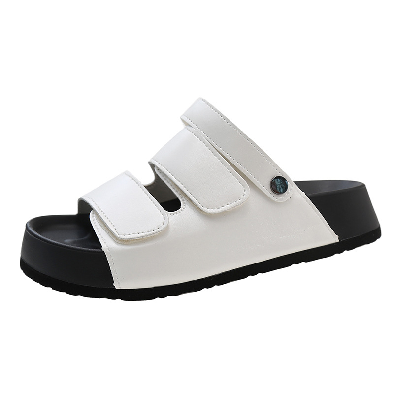 2024. gada jaunās vasaras virsdrēbes franču platformas sandales sievietēm ar svārkiem, melnas pusčības sievietēm