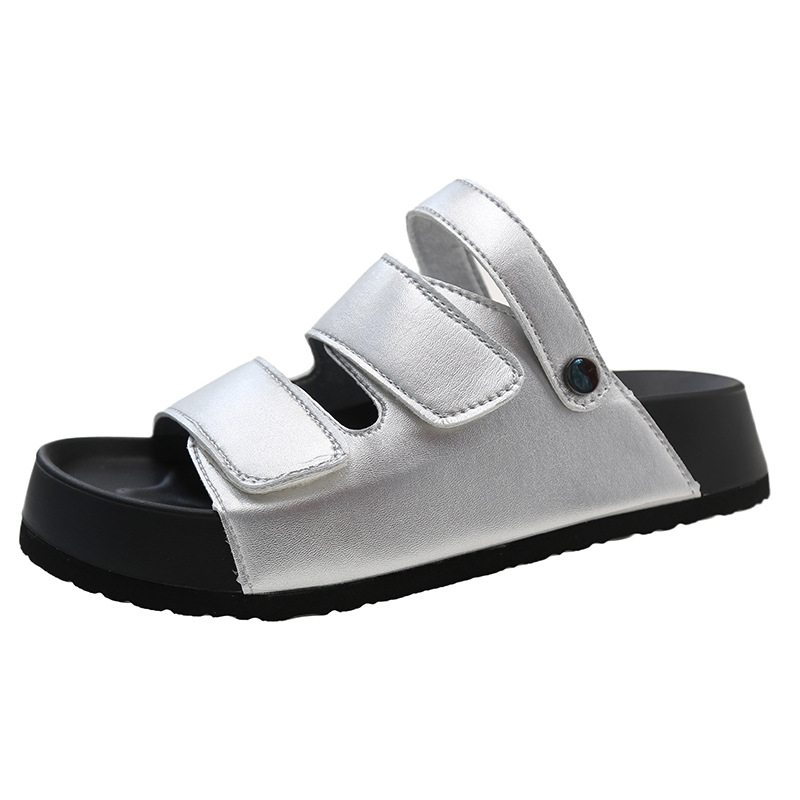 2024. gada jaunās vasaras virsdrēbes franču platformas sandales sievietēm ar svārkiem, melnas pusčības sievietēm