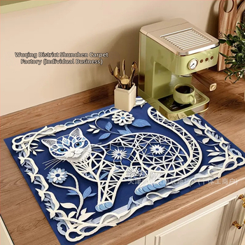 Διασυνοριακό μαξιλάρι αποστράγγισης λάσπης Temu Retro Style Diatom, απορροφητικό μαξιλάρι μηχανής καφέ, μαξιλάρι κουζίνας, μαξιλάρι μόνωσης Amazon Dropshipping