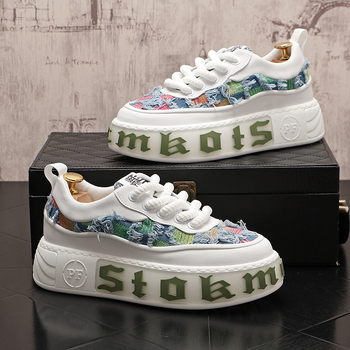 Pantofi sport pentru bărbați, pantofi sport cu talpă groasă, pantofi sport casual cu talpă joasă, din denim, bumbac, talpă groasă, pantofi sport la modă pentru bărbați, pantofi sport cu talpă groasă