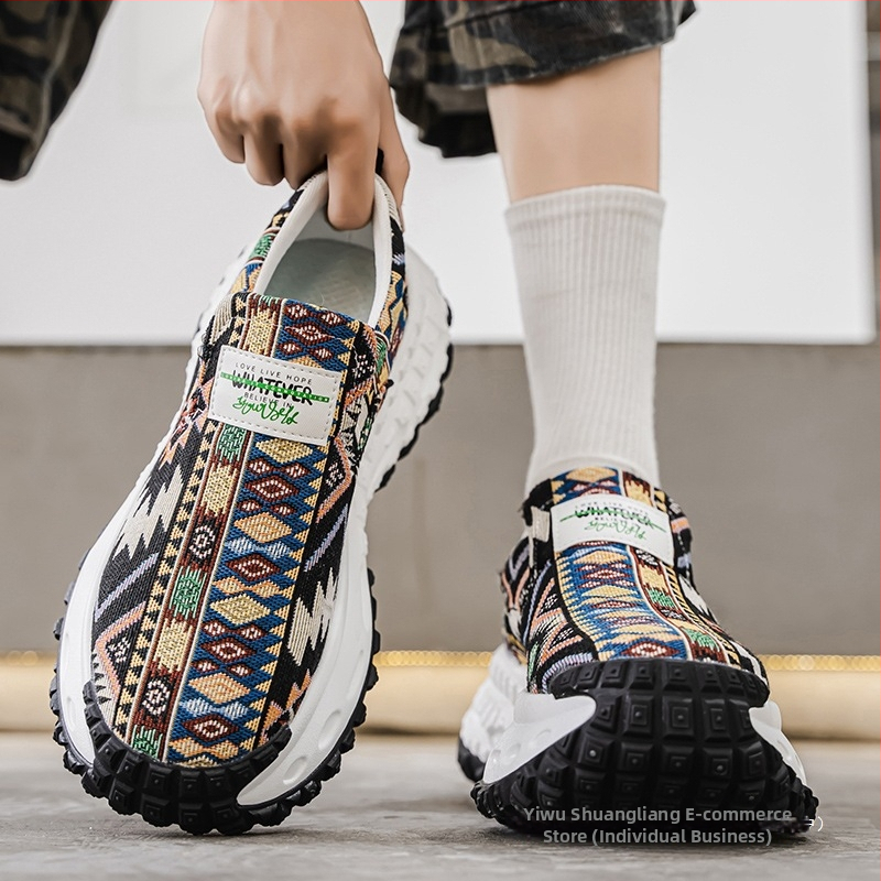 Мъжки обувки Пролет 2025 Нови модни дизайнерски обувки Sense Canvas, мъжки ежедневни обувки с дебела подметка и увеличена дължина