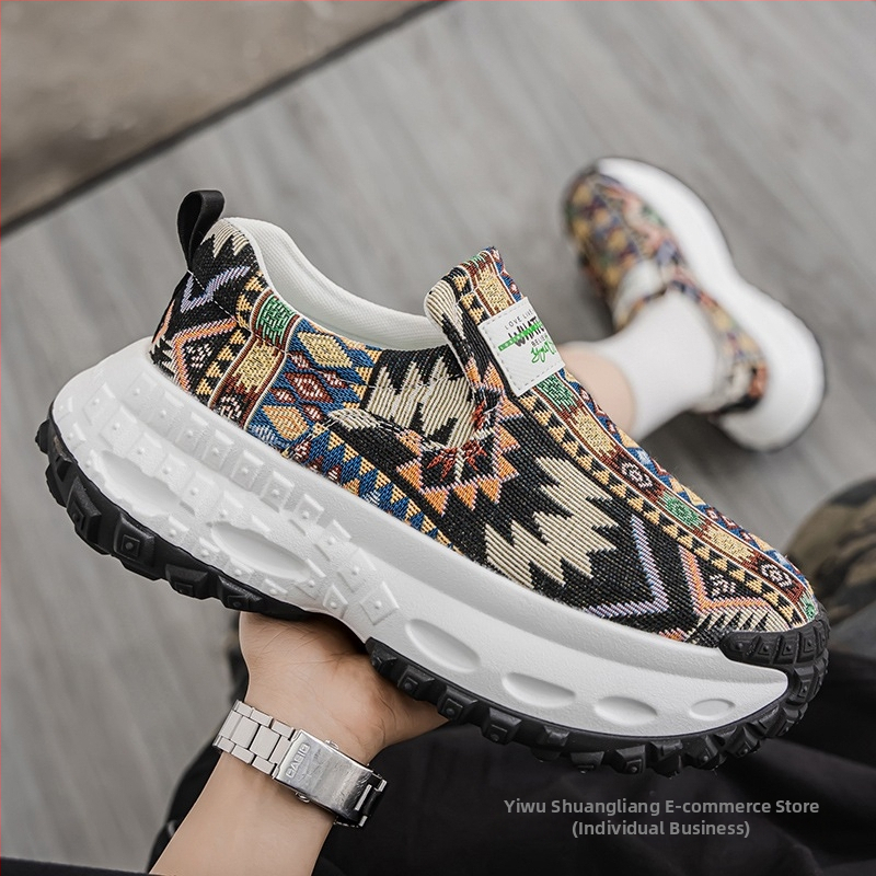 Мъжки обувки Пролет 2025 Нови модни дизайнерски обувки Sense Canvas, мъжки ежедневни обувки с дебела подметка и увеличена дължина