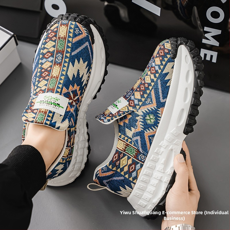 Мъжки обувки Пролет 2025 Нови модни дизайнерски обувки Sense Canvas, мъжки ежедневни обувки с дебела подметка и увеличена дължина