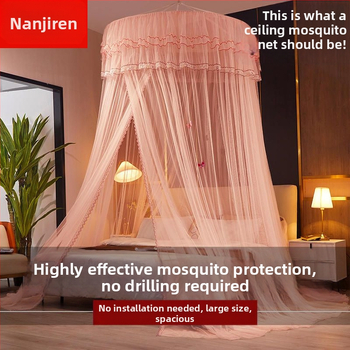 Κουνουπιέρα τύπου πριγκίπισσας Nanjiren για υπνοδωμάτιο στο σπίτι, κουρτίνα δαπέδου υψηλής ποιότητας με γάζα και σχέδιο γάζας, χωρίς εγκατάσταση