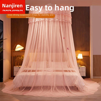 Κουνουπιέρα τύπου πριγκίπισσας Nanjiren για υπνοδωμάτιο στο σπίτι, κουρτίνα δαπέδου υψηλής ποιότητας με γάζα και σχέδιο γάζας, χωρίς εγκατάσταση