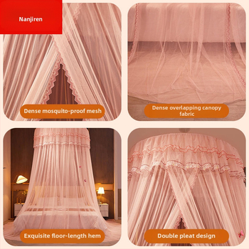 Κουνουπιέρα τύπου πριγκίπισσας Nanjiren για υπνοδωμάτιο στο σπίτι, κουρτίνα δαπέδου υψηλής ποιότητας με γάζα και σχέδιο γάζας, χωρίς εγκατάσταση