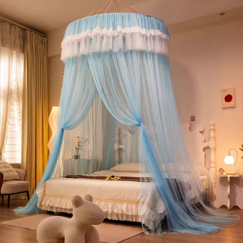Nanjiren hercegnő stílusú szúnyogháló otthoni hálószobába, telepítés nélküli akasztós mennyezeti, magas színvonalú padlóágyfüggöny gézmintával