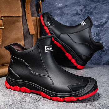 Pantofi de ploaie pentru bărbați, la modă, transfrontalieri britanici, pentru zile ploioase, pantofi de cauciuc, pentru călătorii în aer liber, căptușiți cu fleece, alpinism, pantofi impermeabili anti-alunecare pentru bărbați