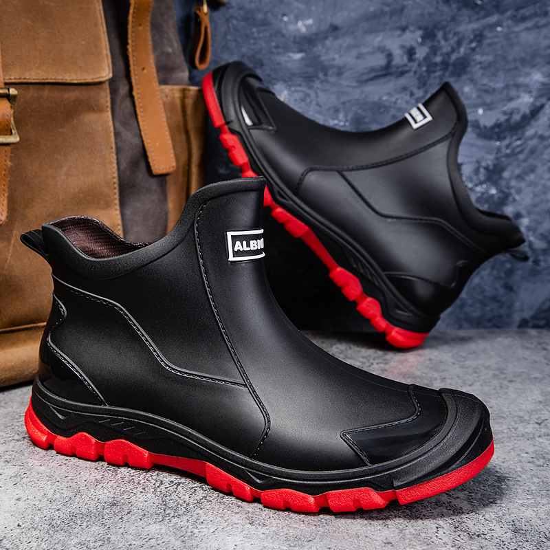 Madingi tarpvalstybiniai britiški vyriški lietaus batai, skirti lietaus dienai, guminiai batai, skirti kelionėms, vilnoniu pamušalu, kalnų laipiojimo vyriški neslystantys vandeniui atsparūs batai.