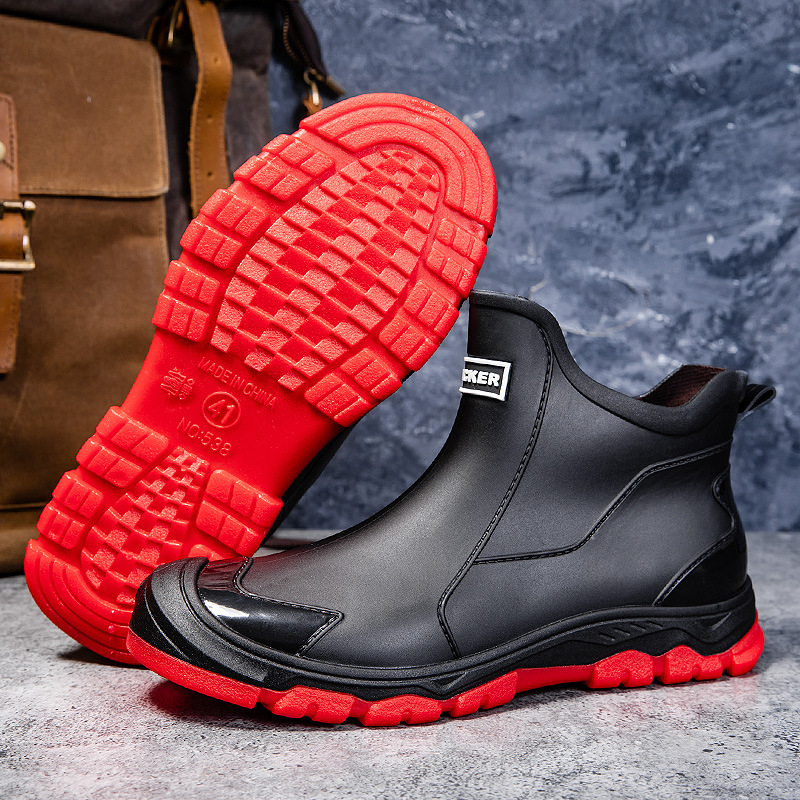 Pantofi de ploaie pentru bărbați, la modă, transfrontalieri britanici, pentru zile ploioase, pantofi de cauciuc, pentru călătorii în aer liber, căptușiți cu fleece, alpinism, pantofi impermeabili anti-alunecare pentru bărbați