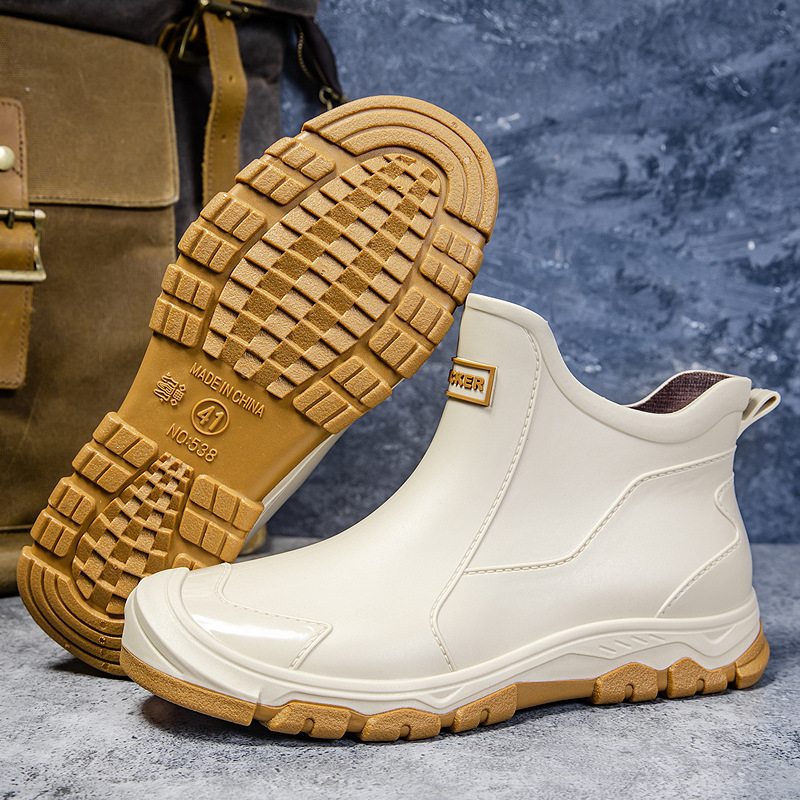 Pantofi de ploaie pentru bărbați, la modă, transfrontalieri britanici, pentru zile ploioase, pantofi de cauciuc, pentru călătorii în aer liber, căptușiți cu fleece, alpinism, pantofi impermeabili anti-alunecare pentru bărbați