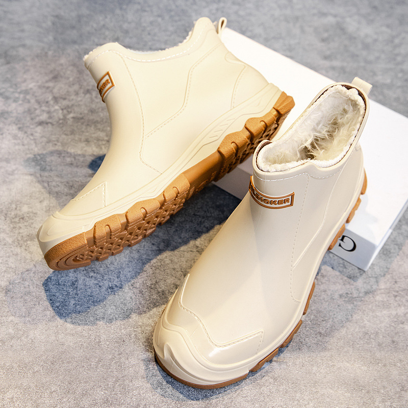 Pantofi de ploaie pentru bărbați, la modă, transfrontalieri britanici, pentru zile ploioase, pantofi de cauciuc, pentru călătorii în aer liber, căptușiți cu fleece, alpinism, pantofi impermeabili anti-alunecare pentru bărbați