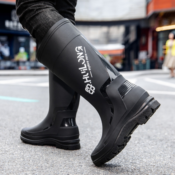Aukštakulniai guminiai batai vyrams, suaugusiųjų vandeniui atsparūs batai, neslystantys žvejų batai, žygio batai, ilgi guminiai batai, vyriški guminiai batai