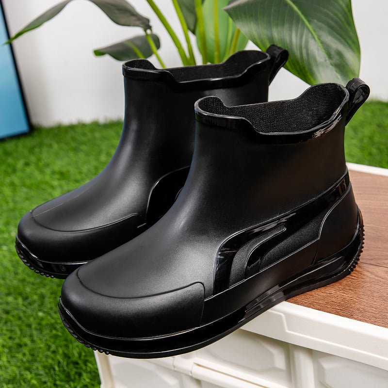 Madingi trumpi, sustorinti, vandeniui atsparūs batai, poros, lietaus batai, žemo viršutinio sluoksnio, šilti darbo guminiai batai, neslystantys žvejybos virtuvės lietaus batai vyrams