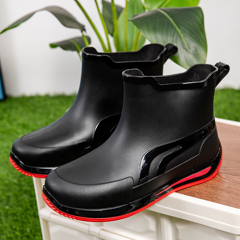 Madingi trumpi, sustorinti, vandeniui atsparūs batai, poros, lietaus batai, žemo viršutinio sluoksnio, šilti darbo guminiai batai, neslystantys žvejybos virtuvės lietaus batai vyrams