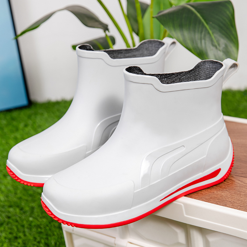Madingi trumpi, sustorinti, vandeniui atsparūs batai, poros, lietaus batai, žemo viršutinio sluoksnio, šilti darbo guminiai batai, neslystantys žvejybos virtuvės lietaus batai vyrams