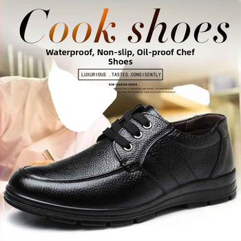 Παπούτσια σεφ κουζίνας απευθείας από το εργοστάσιο, αντιολισθητικά, αδιάβροχα, ανοιξιάτικα, δερμάτινα παπούτσια, ανδρικά, ανθεκτικά στη φθορά, παπούτσια εργασίας