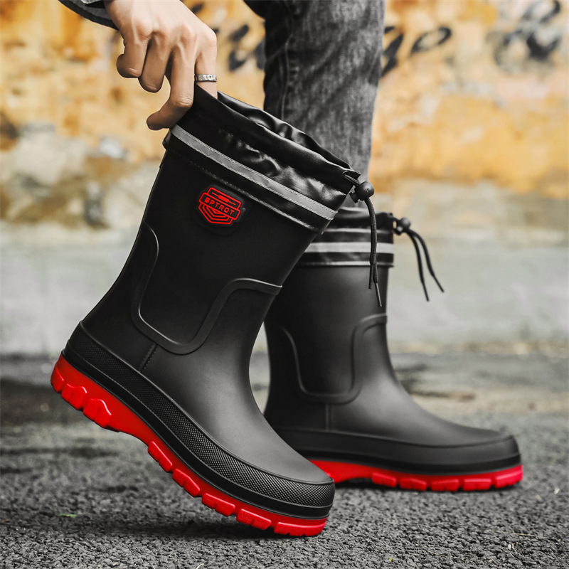 Ανδρικές μπότες εξωτερικού χώρου, αντιολισθητικές, αδιάβροχες, μέχρι τη μέση της γάμπας, γερμανικές μπότες βροχής, πλύσιμο αυτοκινήτου, ψάρεμα, ανδρικές μπότες νερού, αγροτικά παπούτσια από καουτσούκ