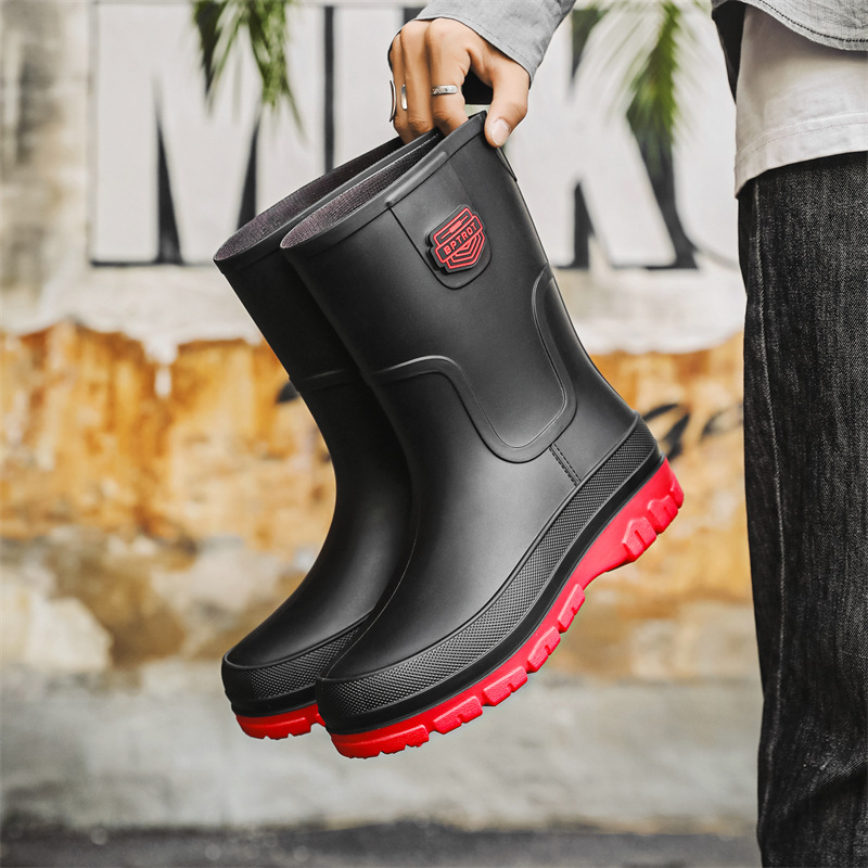 Ανδρικές μπότες εξωτερικού χώρου, αντιολισθητικές, αδιάβροχες, μέχρι τη μέση της γάμπας, γερμανικές μπότες βροχής, πλύσιμο αυτοκινήτου, ψάρεμα, ανδρικές μπότες νερού, αγροτικά παπούτσια από καουτσούκ