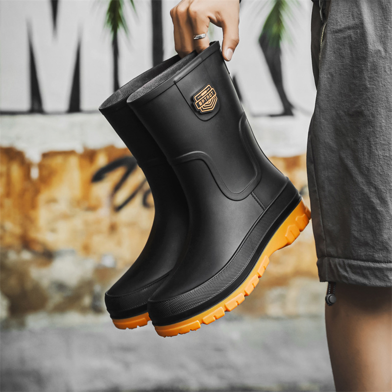 Ανδρικές μπότες εξωτερικού χώρου, αντιολισθητικές, αδιάβροχες, μέχρι τη μέση της γάμπας, γερμανικές μπότες βροχής, πλύσιμο αυτοκινήτου, ψάρεμα, ανδρικές μπότες νερού, αγροτικά παπούτσια από καουτσούκ