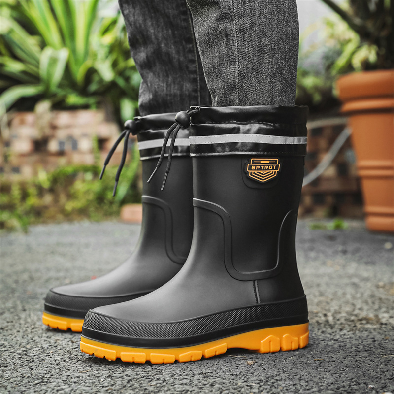 Ανδρικές μπότες εξωτερικού χώρου, αντιολισθητικές, αδιάβροχες, μέχρι τη μέση της γάμπας, γερμανικές μπότες βροχής, πλύσιμο αυτοκινήτου, ψάρεμα, ανδρικές μπότες νερού, αγροτικά παπούτσια από καουτσούκ