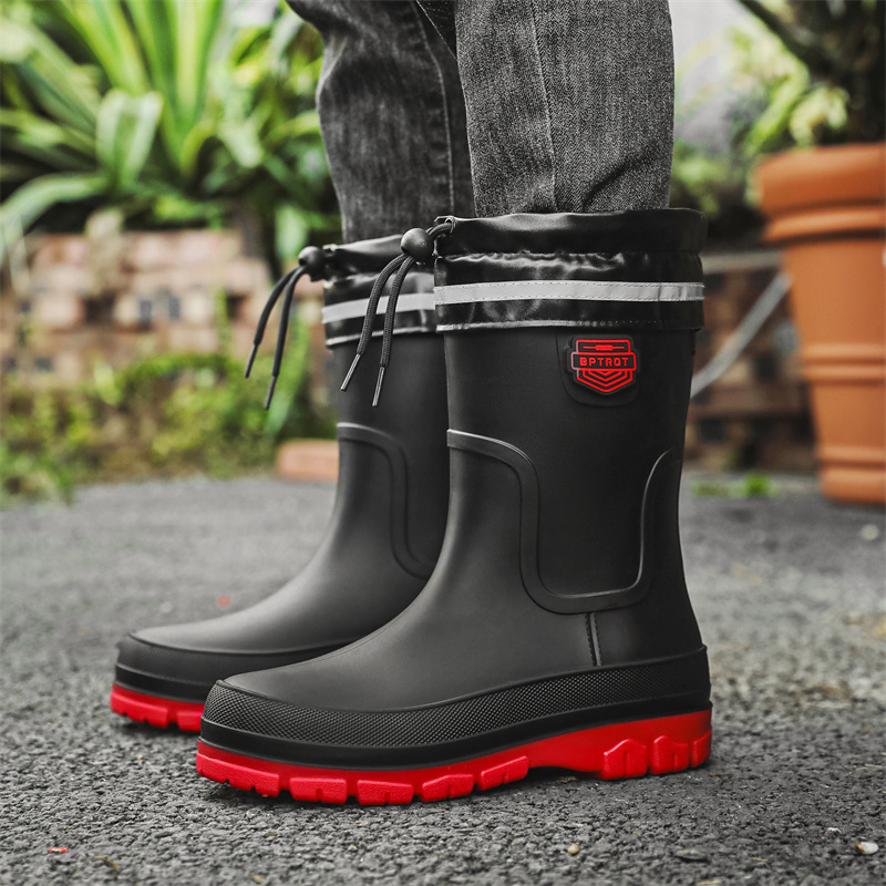 Ανδρικές μπότες εξωτερικού χώρου, αντιολισθητικές, αδιάβροχες, μέχρι τη μέση της γάμπας, γερμανικές μπότες βροχής, πλύσιμο αυτοκινήτου, ψάρεμα, ανδρικές μπότες νερού, αγροτικά παπούτσια από καουτσούκ