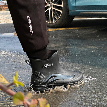 2025 νέα μόδα αδιάβροχα αντιολισθητικά παπούτσια νερού κουζίνας κοντό σωλήνα παχύρρευστο ανθεκτικό στη φθορά take-out πλύσιμο αυτοκινήτων αλιεία παπούτσια βροχής άνδρες