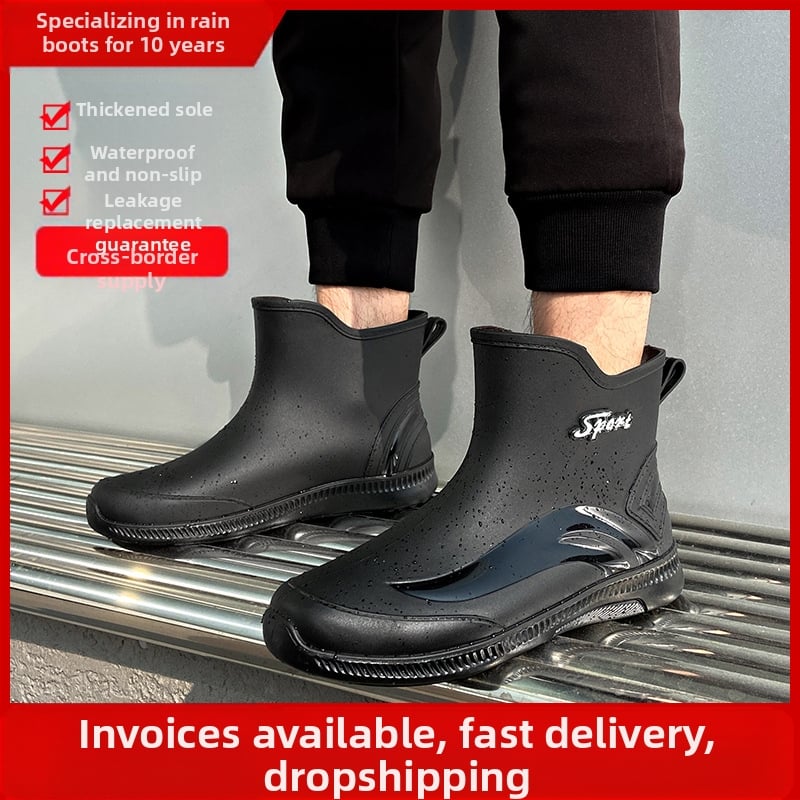 2025 m. nauji madingi vandeniui atsparūs neslystantys virtuvės vandens batai, trumpi vamzdeliai, sustorinti, atsparūs dilimui, skirti išsinešimui, automobilių plovimui, žvejybos ir lietaus batai vyrams