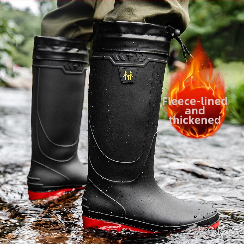 Vyriški guminiai batai, atsparūs lietui ir vandeniui, aukštos kokybės vilnos pamušalu, neslystantys, atsparūs dilimui, apsaugantys nuo darbo, žvejybai, ilgaamžiai guminiai batai.