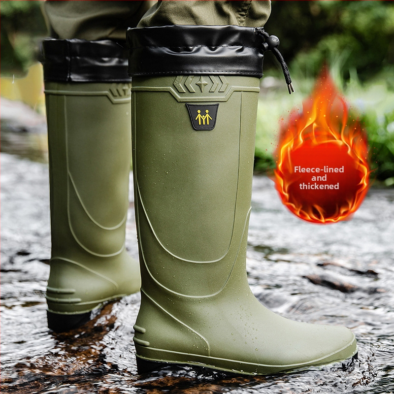 Vyriški guminiai batai, atsparūs lietui ir vandeniui, aukštos kokybės vilnos pamušalu, neslystantys, atsparūs dilimui, apsaugantys nuo darbo, žvejybai, ilgaamžiai guminiai batai.