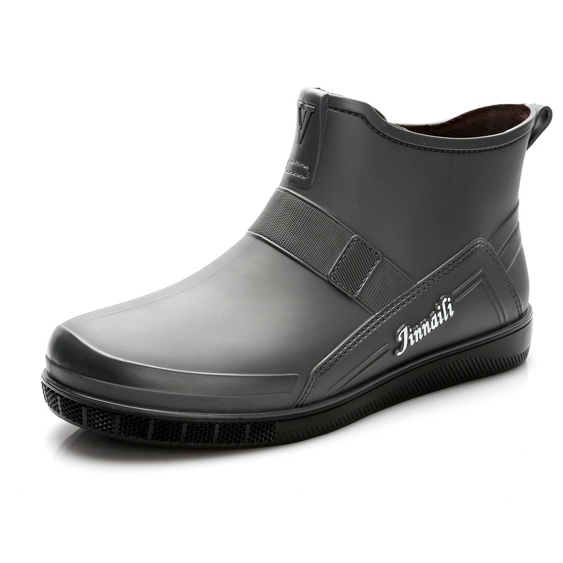 Sügis- ja talvised fliisvoodriga soojad madala säärega kummikud meeste lühikesed kummikud köögitöö veekindlad kingad meeste kummist kingad mood noortele