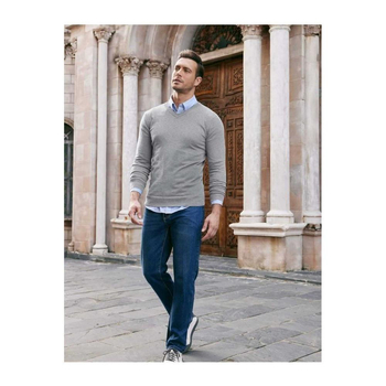 Търговия на едро Моден плетен пуловер с V-образно деколте Търговия на едро Мъжки есенен ежедневен плюс размер мериносов пуловер