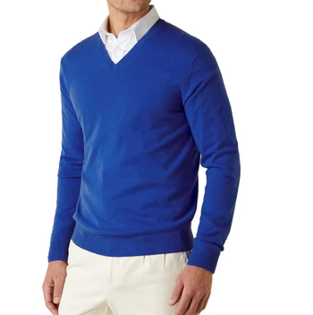Търговия на едро Моден плетен пуловер с V-образно деколте Търговия на едро Мъжки есенен ежедневен плюс размер мериносов пуловер