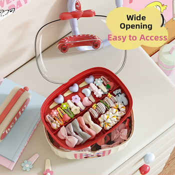 -Ντοπαμίνη Κουτί Κοσμημάτων για Μαλλιά Παιδικό Κινούμενο Διπλό Στρώμα με Ξεχωριστό Φουρκέτα Κοσμημάτων Μεγάλης Χωρητικότητας Πλαστικό Φορητό Κουτί Αποθήκευσης