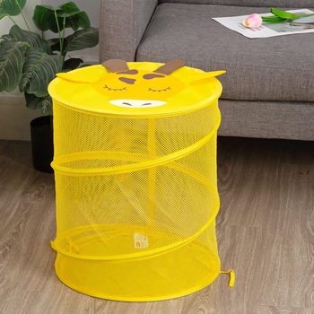 Μεγάλο στρογγυλό καλάθι πλυντηρίου, αποθήκευση ρούχων σπιτιού, φινίρισμα, μπάνιο, καλάθι βρώμικων ρούχων, αποθήκευση παιχνιδιών με κινούμενα σχέδια