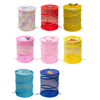 Μεγάλο στρογγυλό καλάθι πλυντηρίου, αποθήκευση ρούχων σπιτιού, φινίρισμα, μπάνιο, καλάθι βρώμικων ρούχων, αποθήκευση παιχνιδιών με κινούμενα σχέδια