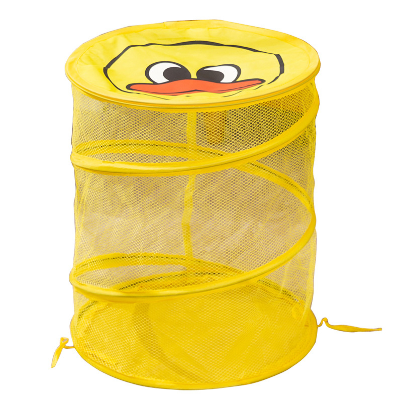Nagy kerek szennyeskosár otthoni ruhák befejező tárolása fürdőszoba szennyes ruhakosár rajzfilm hálós gyermekjáték-tároló