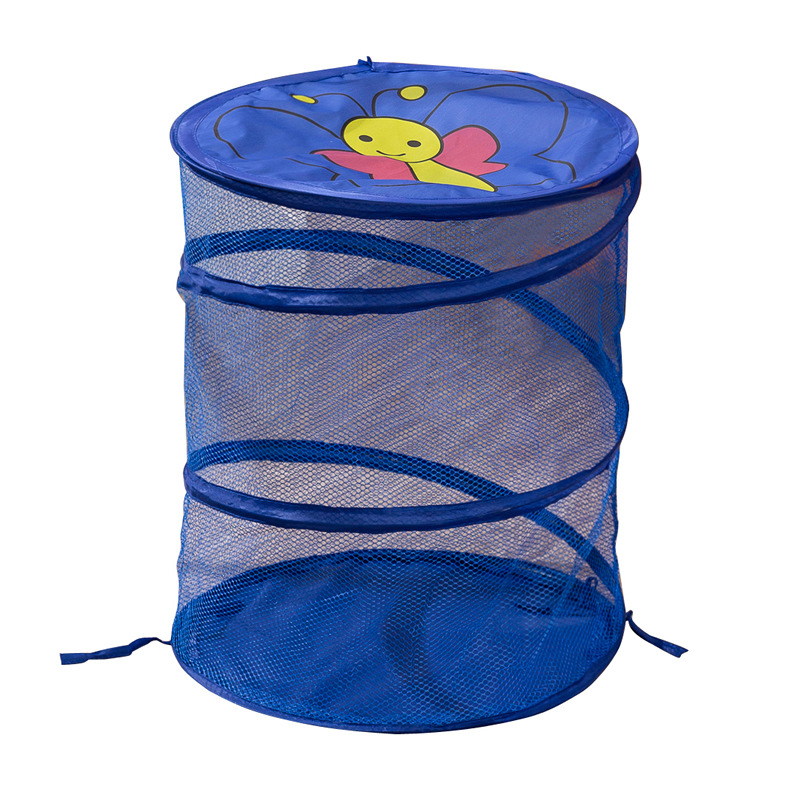 Nagy kerek szennyeskosár otthoni ruhák befejező tárolása fürdőszoba szennyes ruhakosár rajzfilm hálós gyermekjáték-tároló