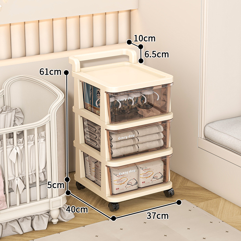 Gyerekszobai kocsi tárolóállvány fiókos pelenka nyál törölköző mobil tárolószekrény uzsonna polc hordozható szekrény